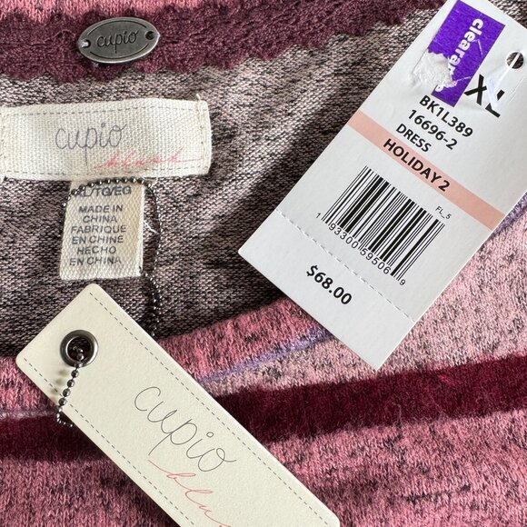 CUPIO BLUSH Striped Long Sleeve T-Shirt Midi Dress - Picture 5 of 8